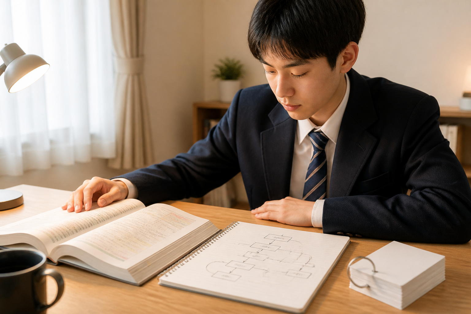 3軸学習の全体像：教科書・流れ図・人物カード