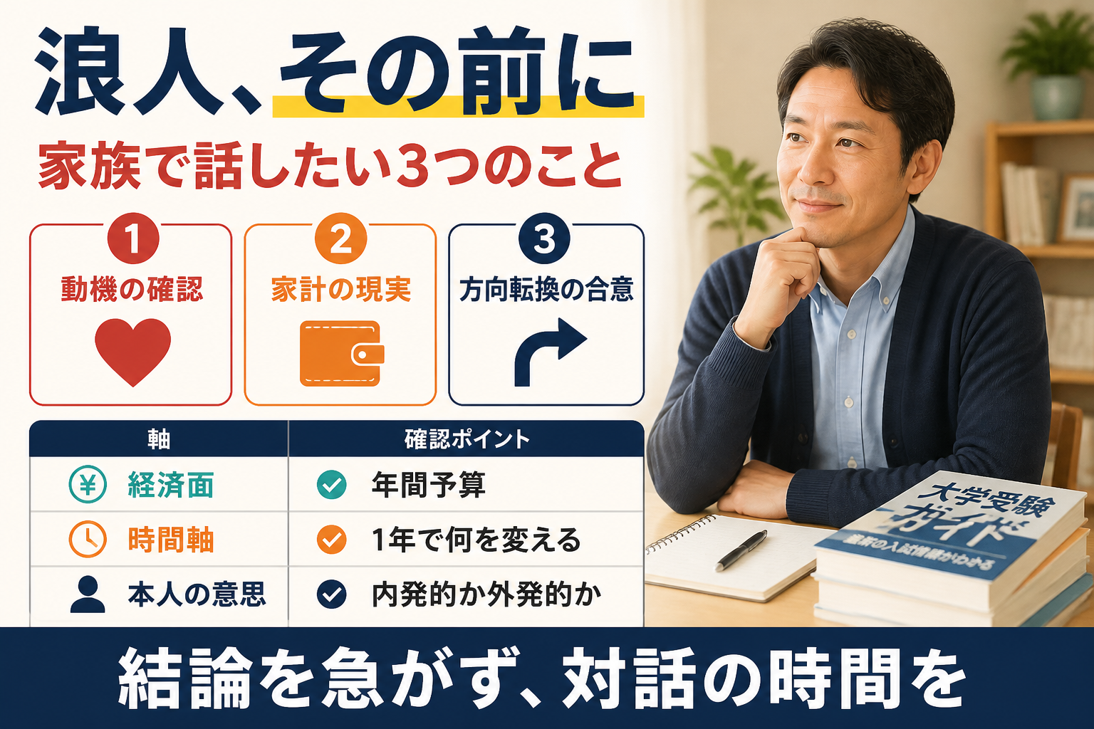 浪人を選択肢に入れる前に、家族で話したいこと――「逃げ道」と「選択肢」を分ける3つの視点
